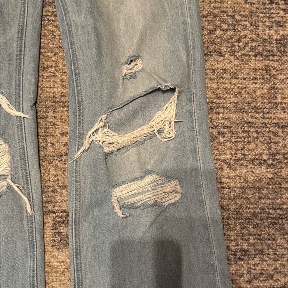 Flying Monkey Light Blue Distressed Flare Jeans - Picture 2 of 7